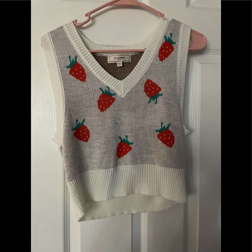 Strawberry pattern sweater vest.